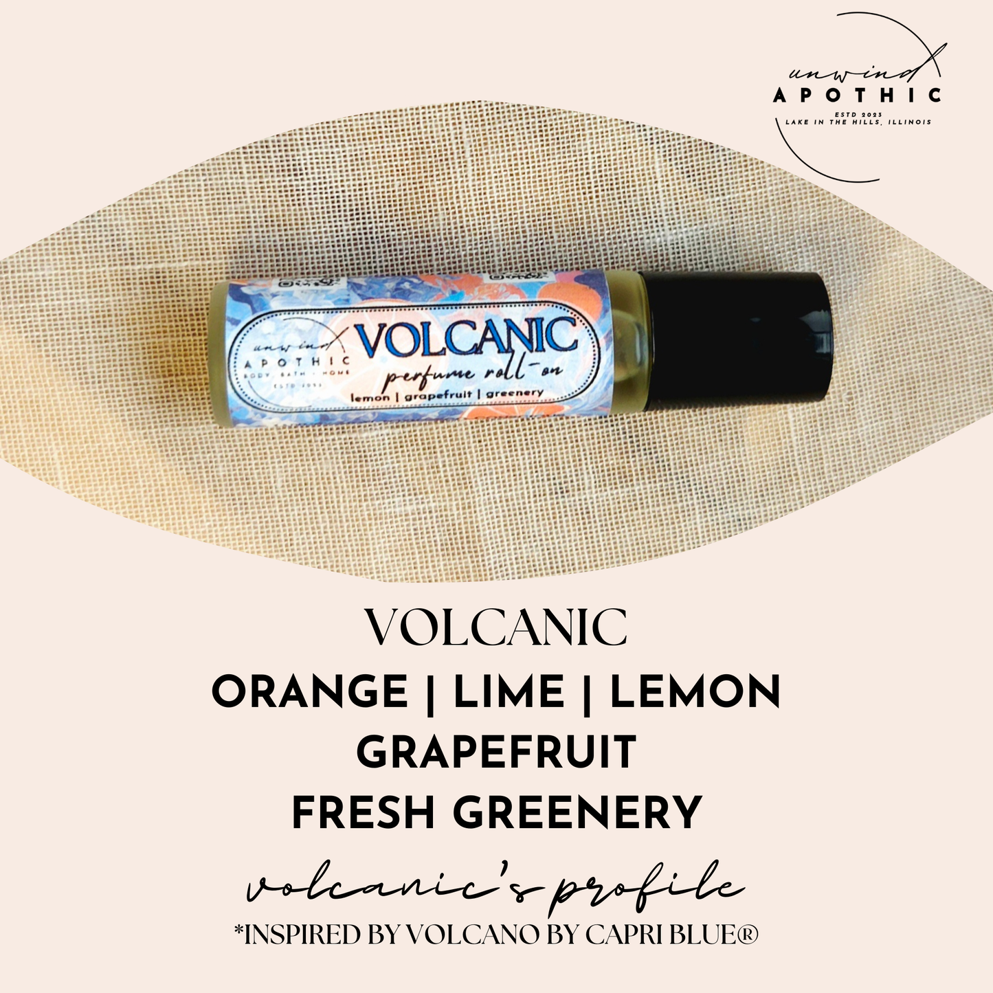 Non-Toxic Long Lasting Refillable Travel /Trial/Purse Size Perfume Roll-On Oils. Everyday scents gifts for Her/Him/Unisex Valentine's Mother's Day Christmas. volcano perfume citrus oil