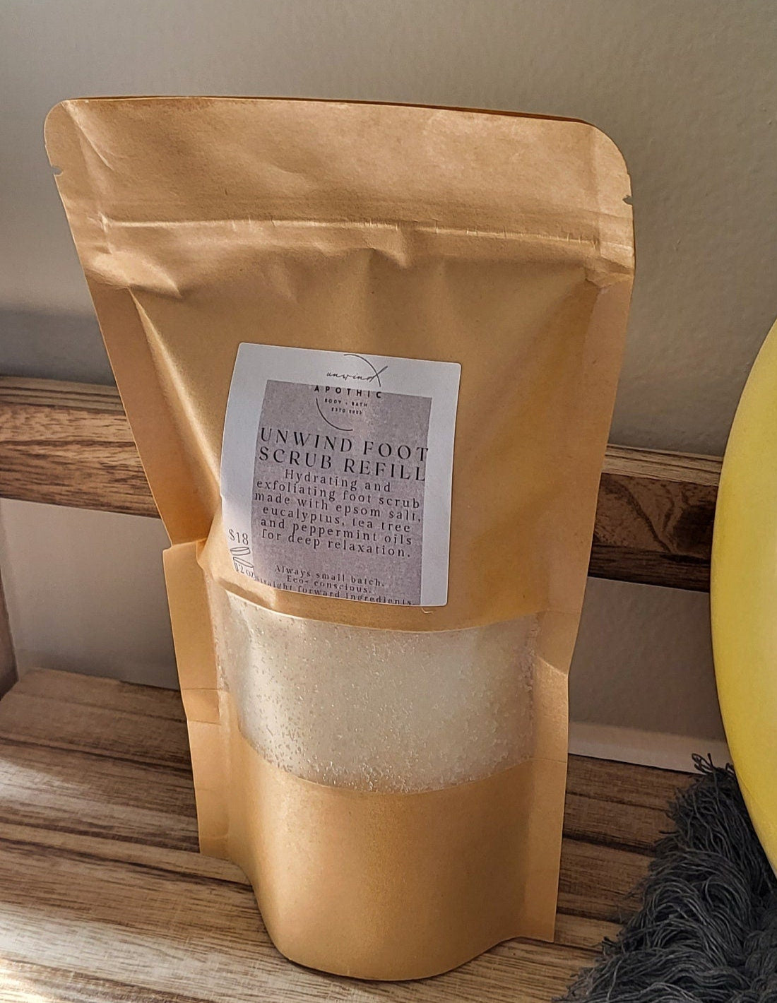 Unwind Foot Scrub in Refill Bag - Sustainable Packaging- Aromatherapy Exfoliator - Muscle Soothing Smoothing Body Products - Calming
