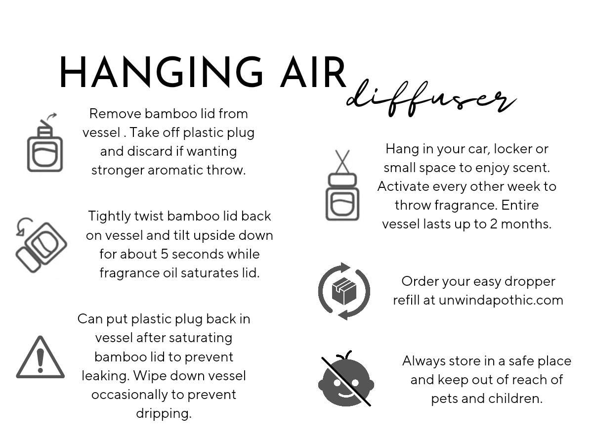 Hanging Air Freshener - Car Deodorizer - Aromatherapy - Desk Freshener- Portable Air Reed Diffuser- Essential Oil Pendant - Perfume Ornament