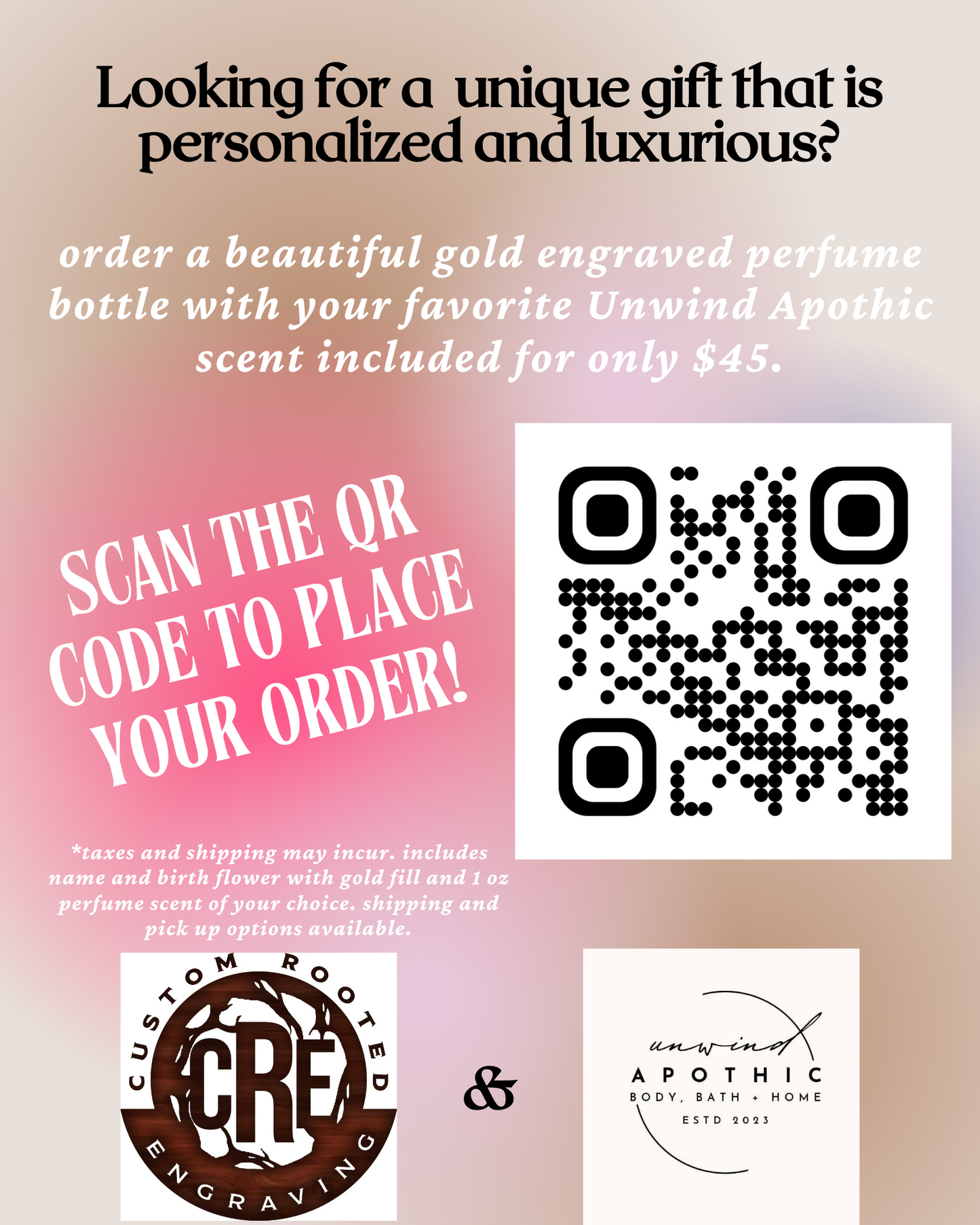 Personalized Engraved Perfume Order Form