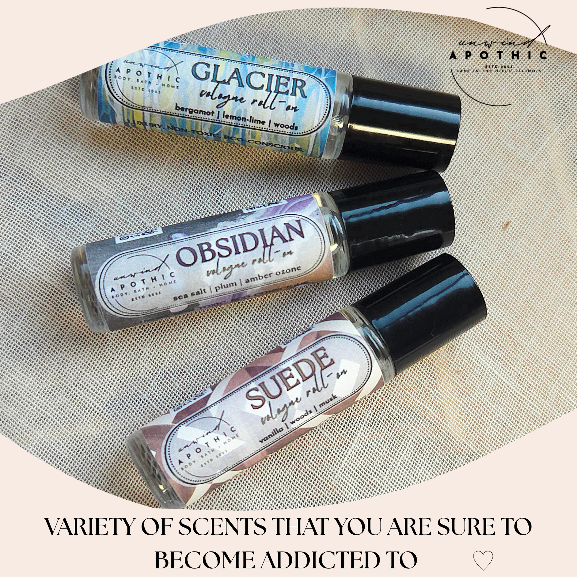 Non-Toxic Cologne Roll-Ons Perfect gift for Valentine's Day, Father's Day, Birthday gift for Him/Her/Unisex. Wholesale Boutique Luxury Eco-Conscious Perfume Cologne