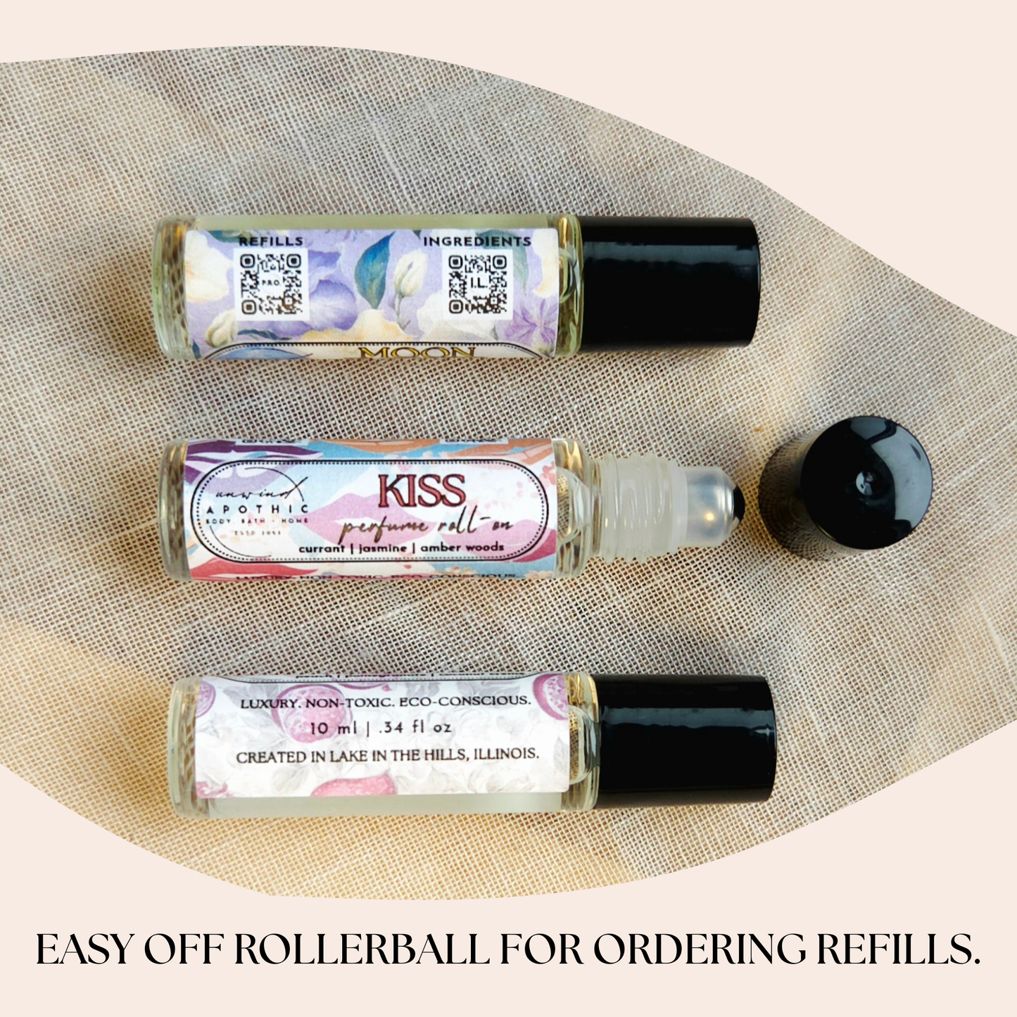 Non-Toxic Long Lasting Refillable Travel /Trial/Purse Size Perfume Roll-On Oils. Everyday scents gifts for Her/Him/Unisex Valentine's Mother's Day Christmas.