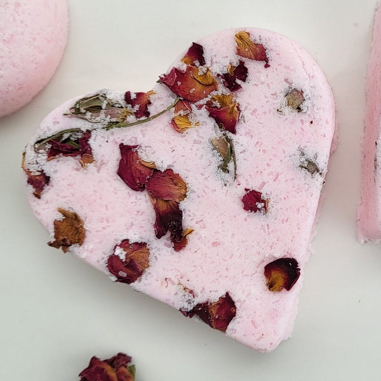 Heart Bath Bomb-  Relaxing Gifts for Her - Self-Care Gift Box - Epsom Salt Soak Bombs - Fizzy - Roses- Valentines Day- Natural Ingredients