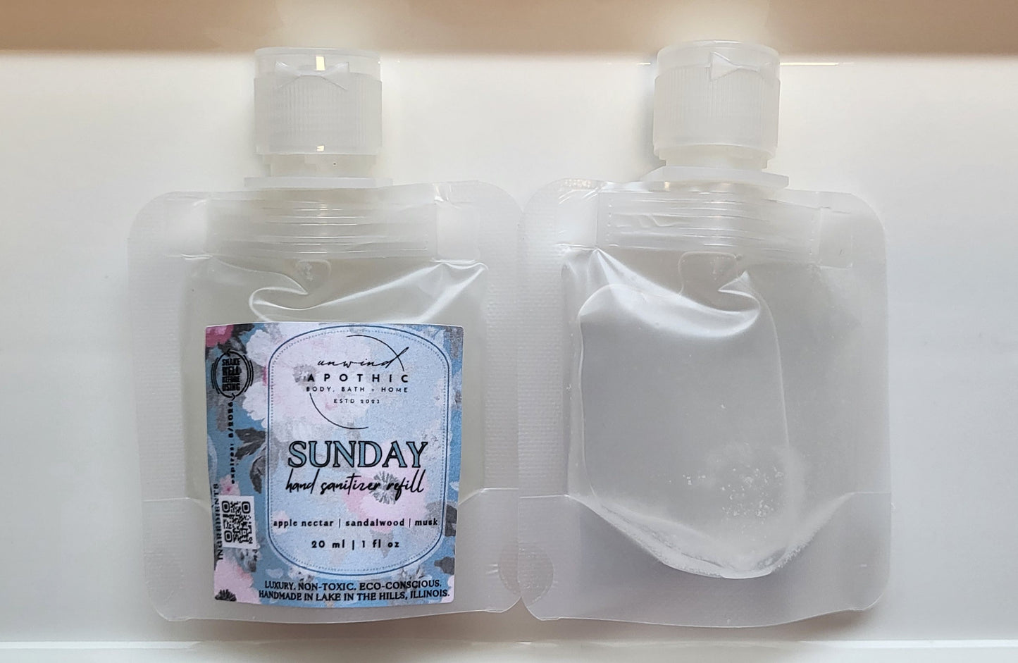 Hydrating Hand Sanitizer Refill - Coconut Water + Rosewater - Brightening, Hydrating, Smoothing Hand Treatment - Liquid Sanitizer Mist - Eco